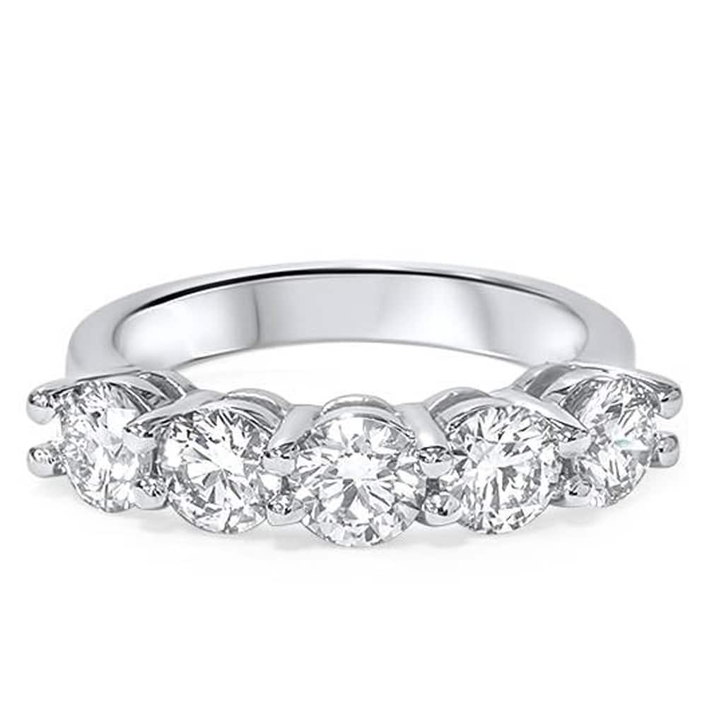 Pompeii3 14k White Gold 2ct TDW Lab Grown Diamond 5-stone Wedding Ring