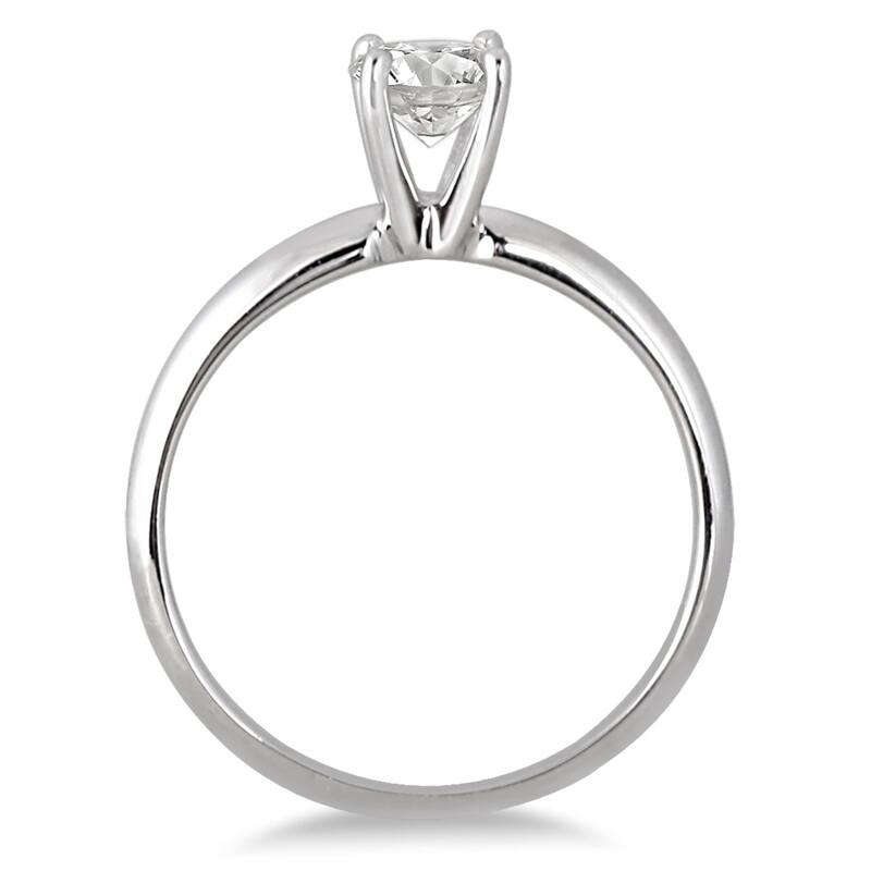 1/3 Carat Round Diamond Solitaire Ring in 14K White Gold