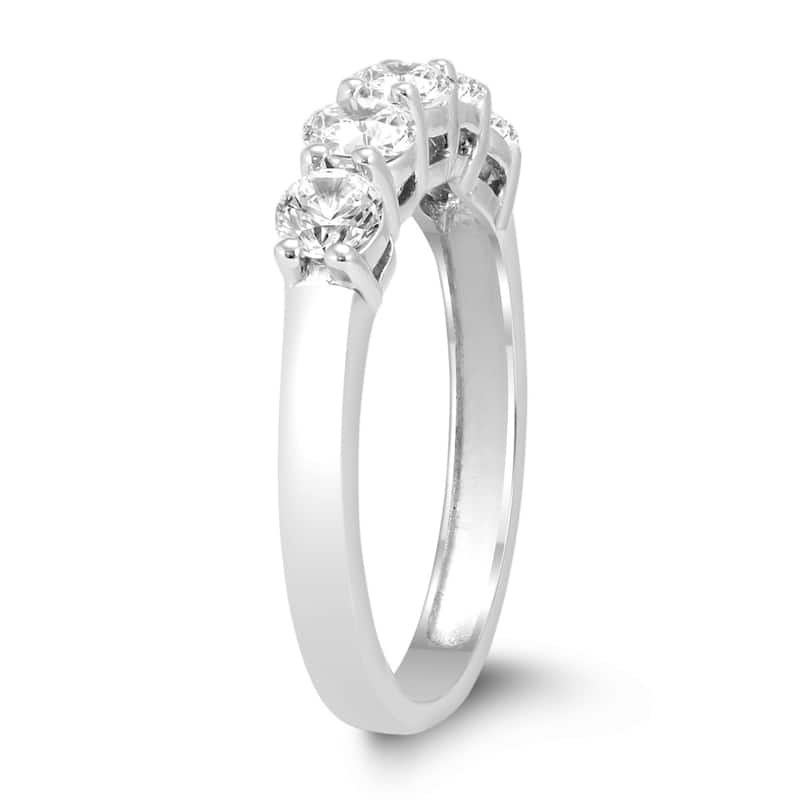 1 Carat TW Five Stone Diamond Wedding Band in 14K White Gold