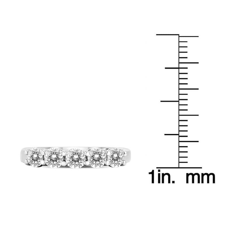 1 Carat TW Five Stone Diamond Wedding Band in 14K White Gold