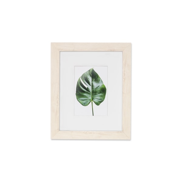 VISTA Monteverde 11"x 14" Picture Frame, Light Wood Finish w Soft WHITE Outter Edge, Wide Mat w 5"x 7" Opening