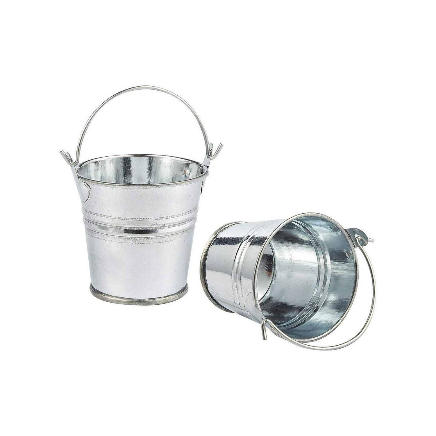 24-Pack Small Metal Buckets - 2-Inch Silver Mini Pails with Handles for Party Favors Candy Votive Candles Trinkets Small Plants