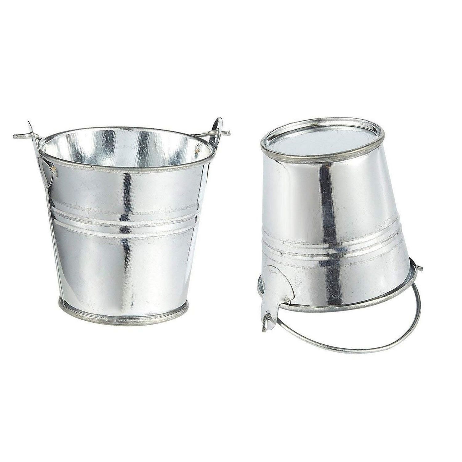 24 Pack Mini Metal Buckets with Handles for Party Favors, Small Galvanized  Tin Pails (2 x 2 in)