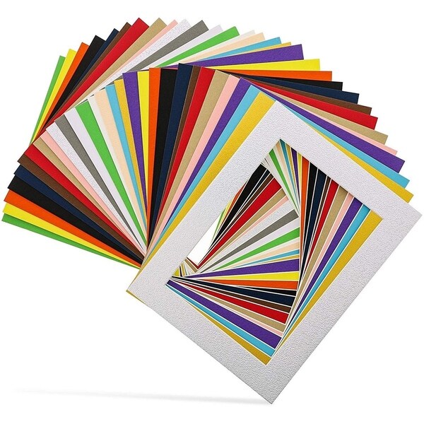 30-Pack 6.5" x 8.5" Picture Matted Frame Boards for 5x7 Photos, Assorted Colors
