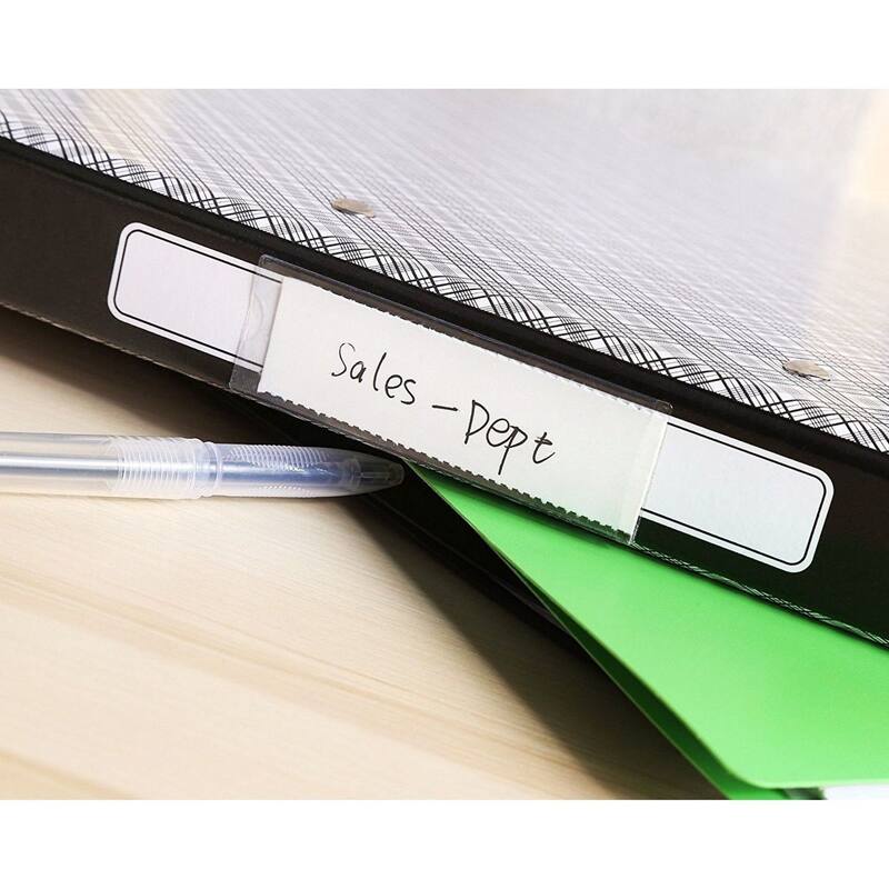 Juvale 120 Pack Clear Binder Spine Label Holder Stickers with 126 White Inserts, 1x3 In