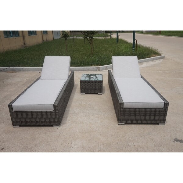 New Fashion 2  Sun Lounge Chair Set with 12cm Deep Cushion and Table - N/A