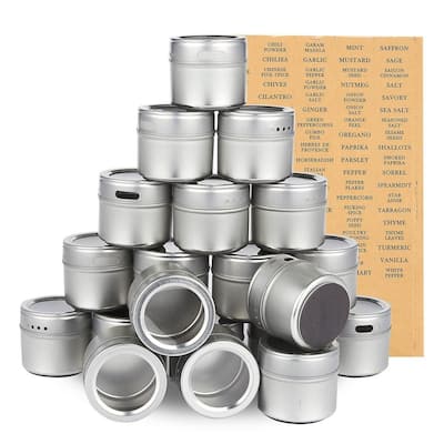 20-Pack Magnetic Spice Containers Storage Tins Organizers Holds 3.4 Oz