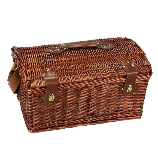 Large Wicker Picnic Basket for 4 Person Insulated Cooler Bag Supplies