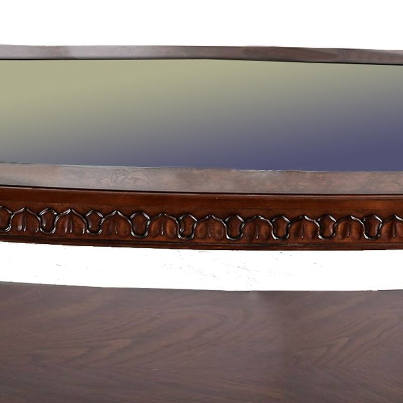Traditional Coffee Table with Cabriole Legs and Wooden Carving, Brown