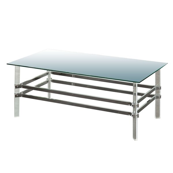 Shop Glass And Metal Coffee Table With Tubular Legs