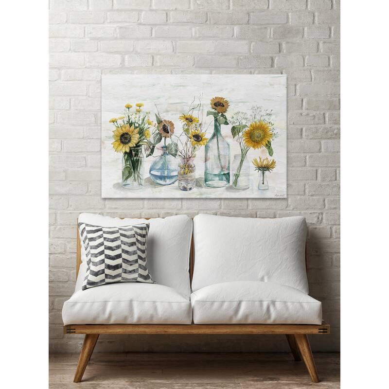 'Sunny Sunflowers' Painting Print on Wrapped Canvas