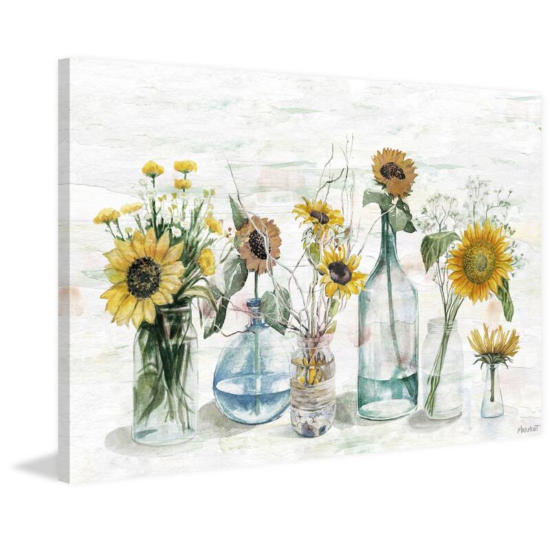 'Sunny Sunflowers' Painting Print on Wrapped Canvas
