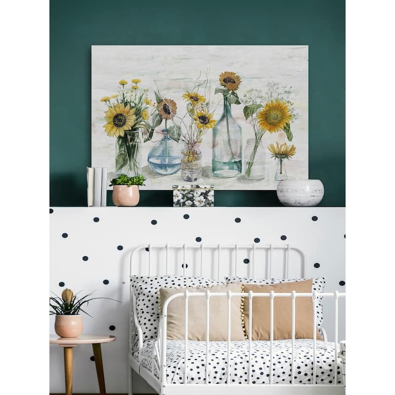'Sunny Sunflowers' Painting Print on Wrapped Canvas