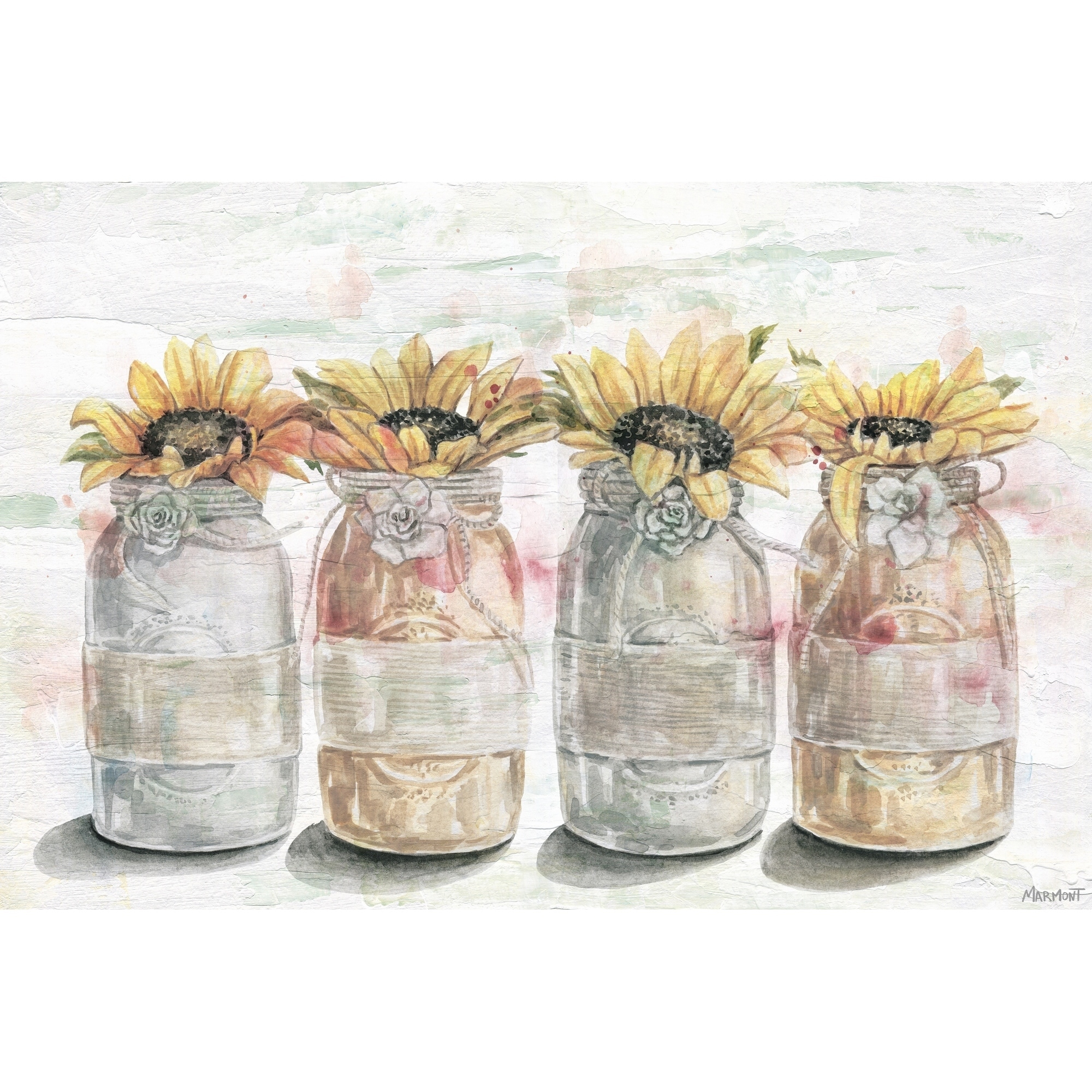 sunflower in mason jar painting