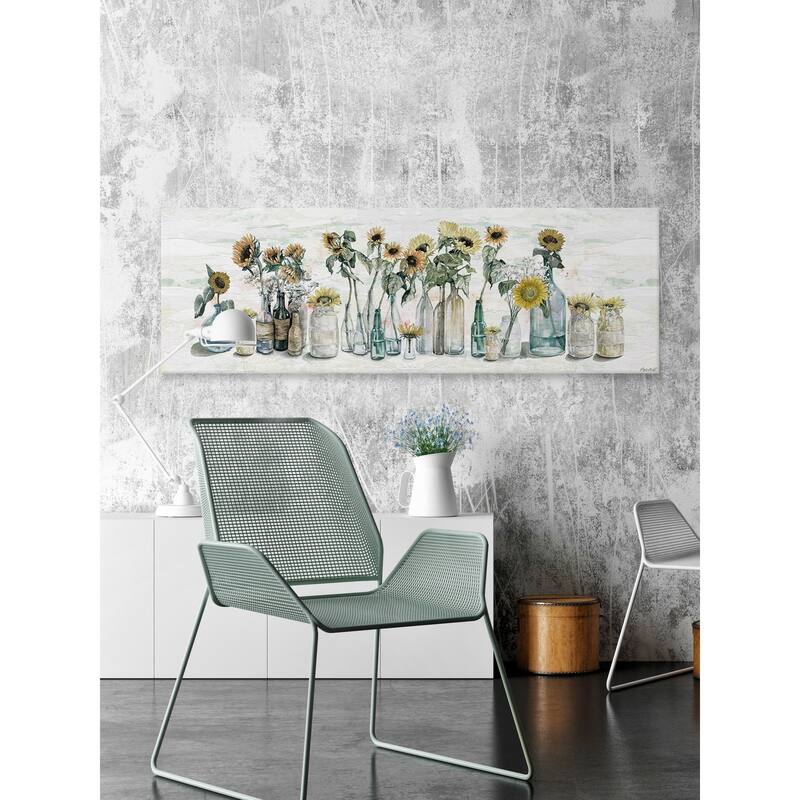 'Sunflower in Glass Vases' Painting Print on Wrapped Canvas