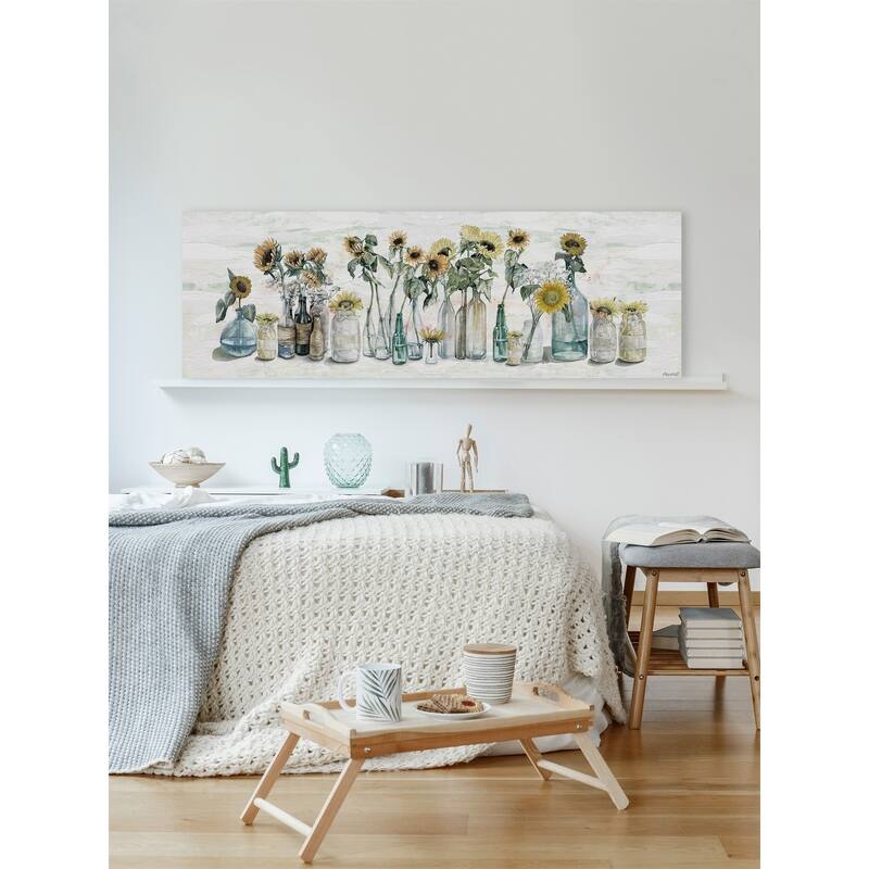 'Sunflower in Glass Vases' Painting Print on Wrapped Canvas