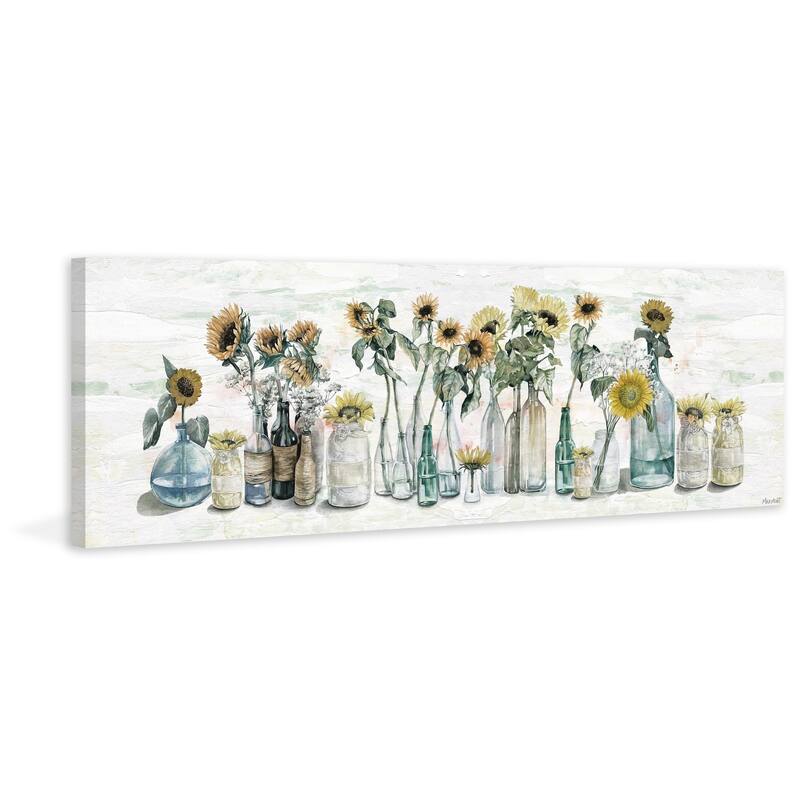 'Sunflower in Glass Vases' Painting Print on Wrapped Canvas