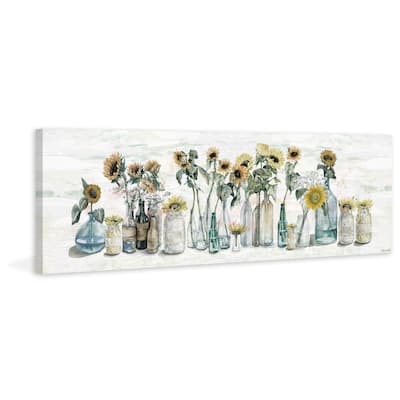 'Sunflower in Glass Vases' Painting Print on Wrapped Canvas