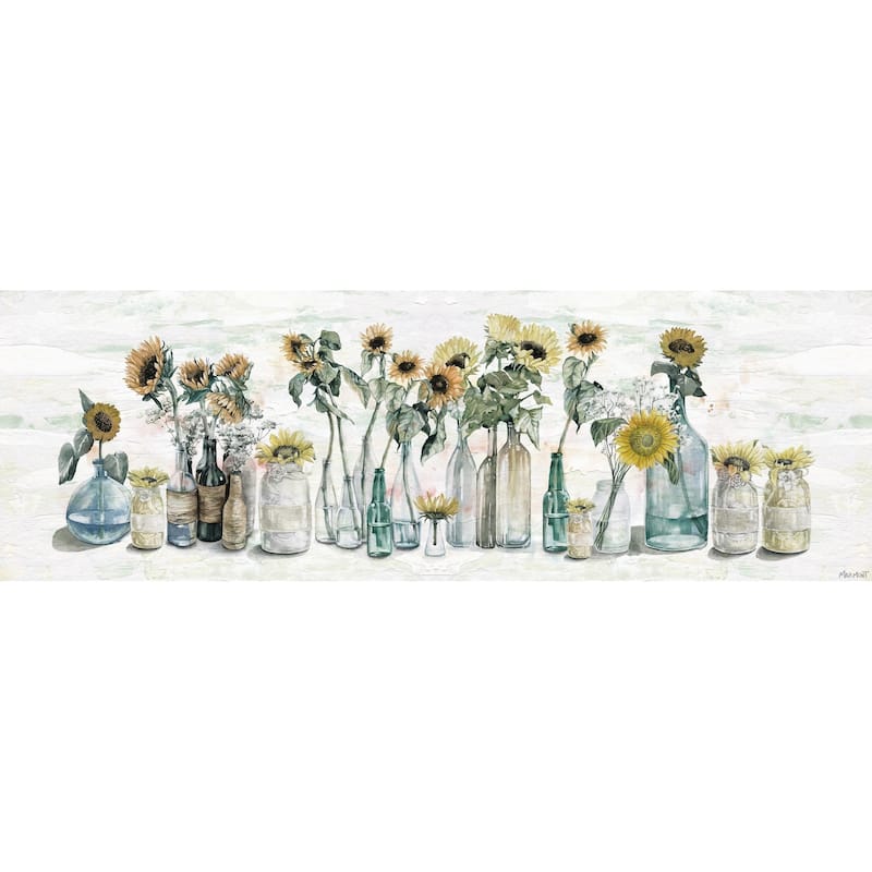 'Sunflower in Glass Vases' Painting Print on Wrapped Canvas