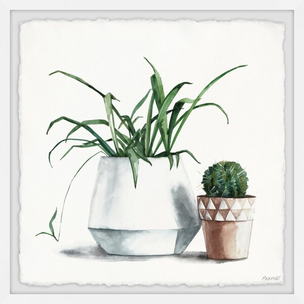 'Potted Green Plants' Framed Painting Print - Overstock - 30243321