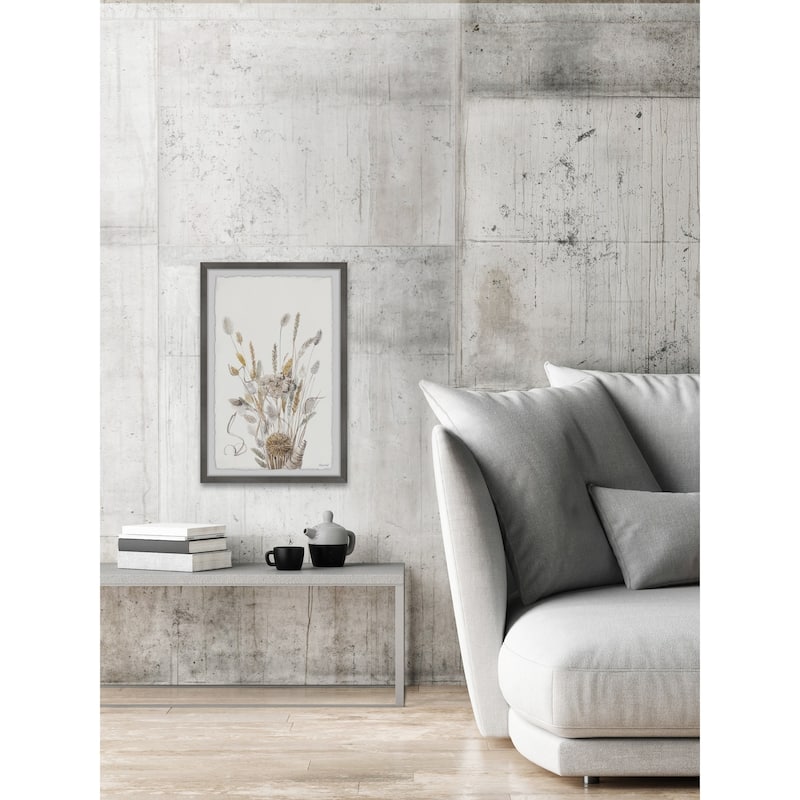 'Grey Flowers Bouquet' Framed Painting Print