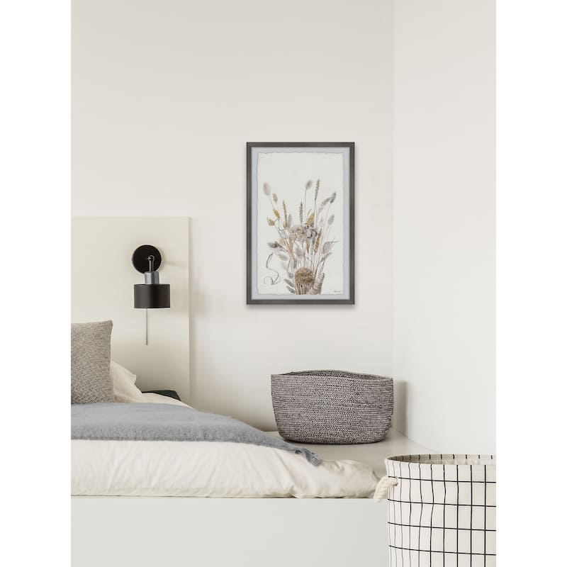 'Grey Flowers Bouquet' Framed Painting Print
