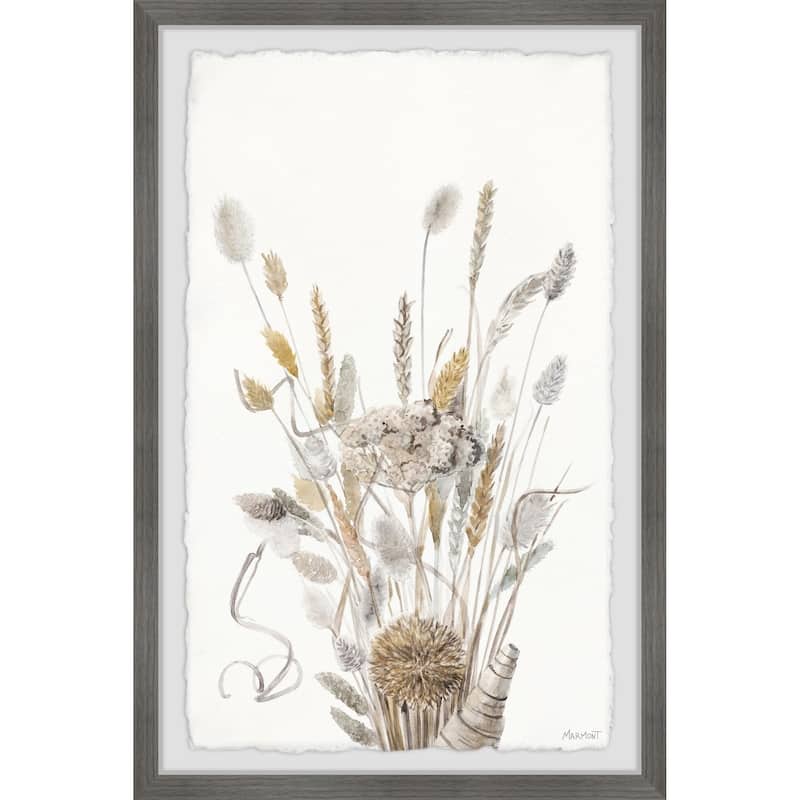 'Grey Flowers Bouquet' Framed Painting Print