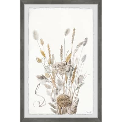 'Grey Flowers Bouquet' Framed Painting Print