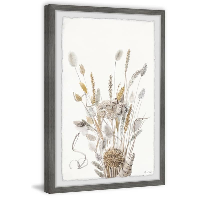 'Grey Flowers Bouquet' Framed Painting Print