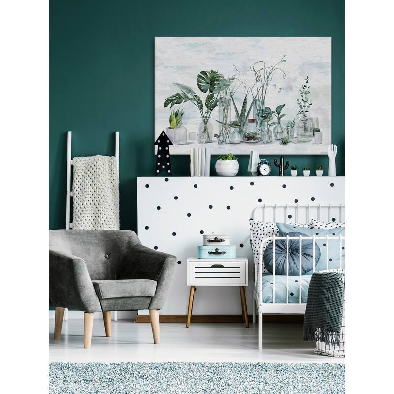 'Green Plants in Bottles' Painting Print on Wrapped Canvas
