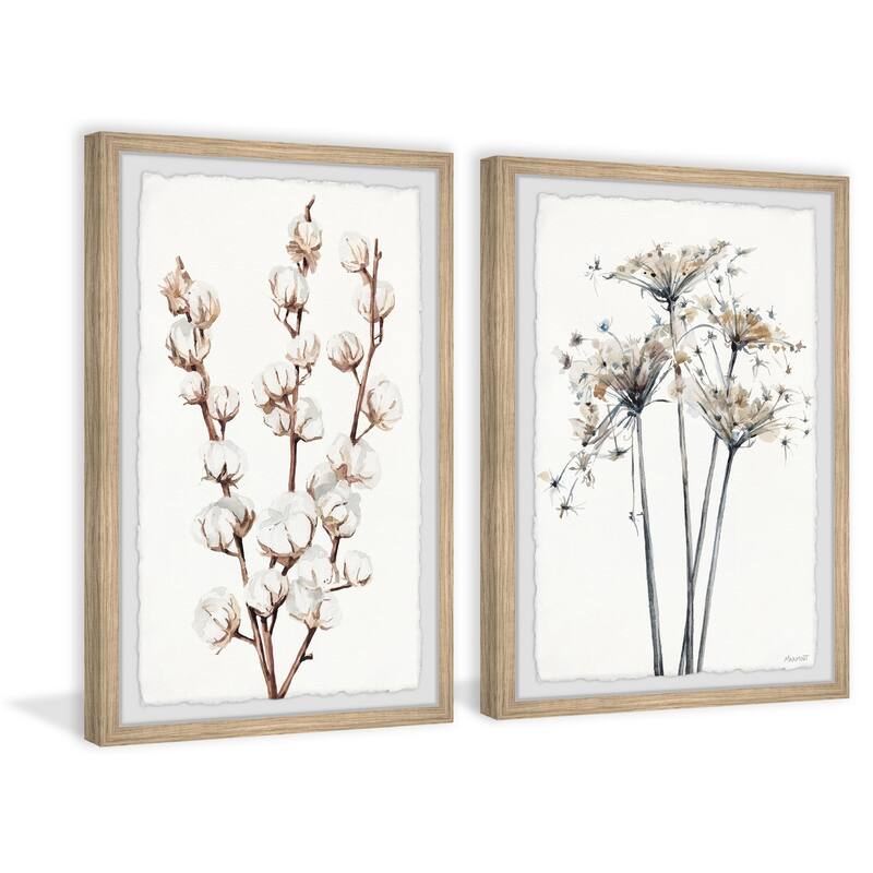 Handmade Cotton Blossoms II Diptych Framed Painting Print