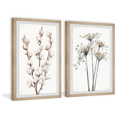 Handmade Cotton Blossoms II Diptych Framed Painting Print
