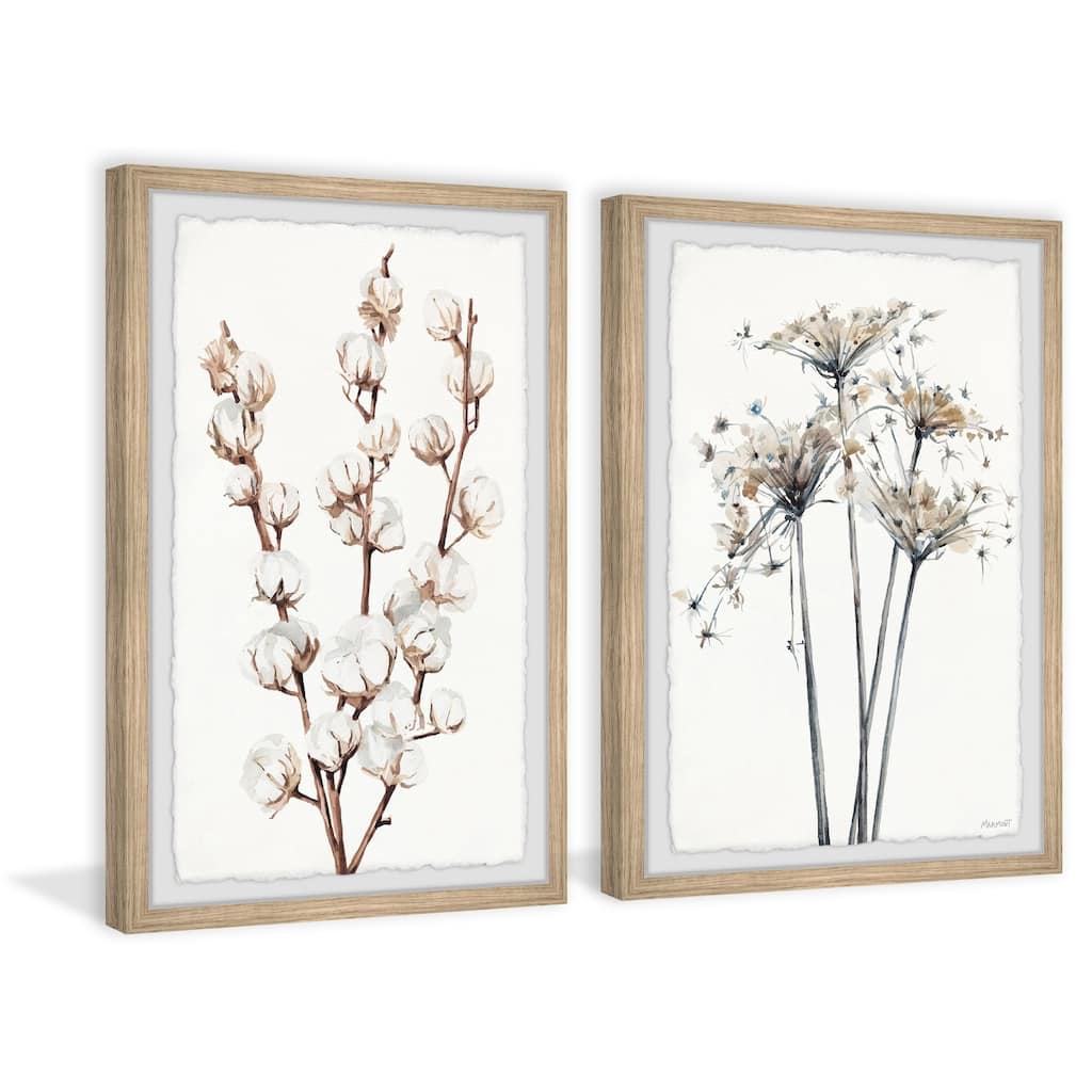 Handmade Cotton Blossoms II Diptych Framed Painting Print