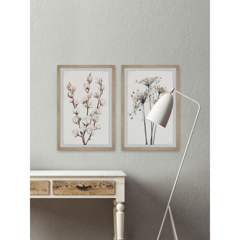 Handmade Cotton Blossoms II Diptych Framed Painting Print