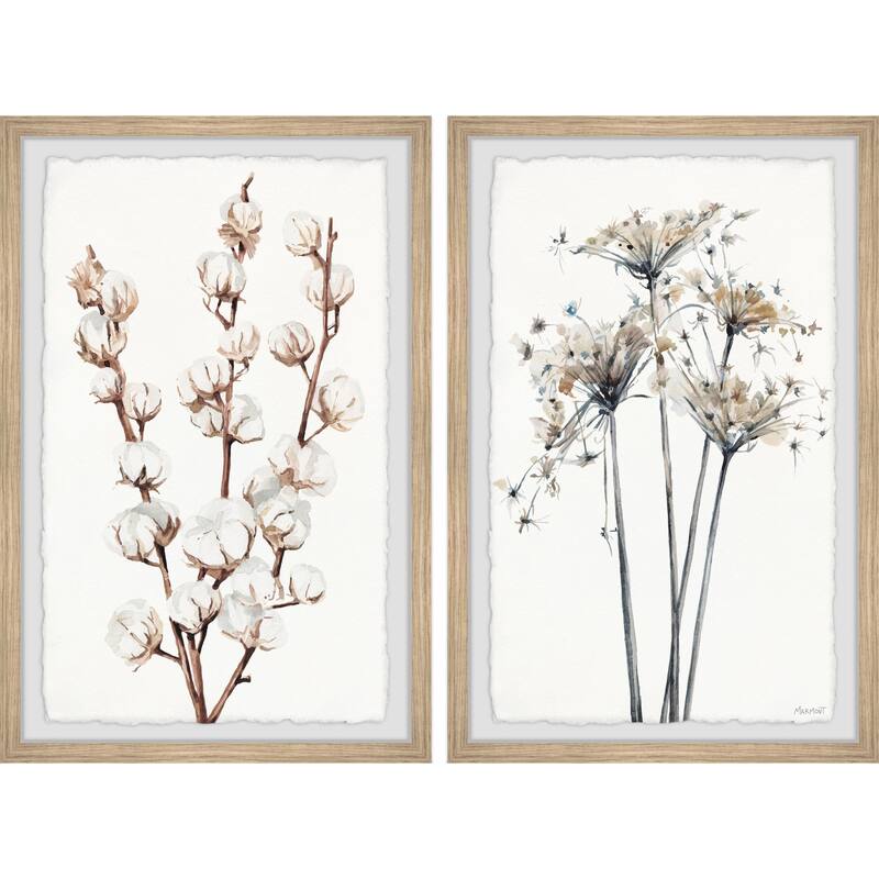 Handmade Cotton Blossoms II Diptych Framed Painting Print