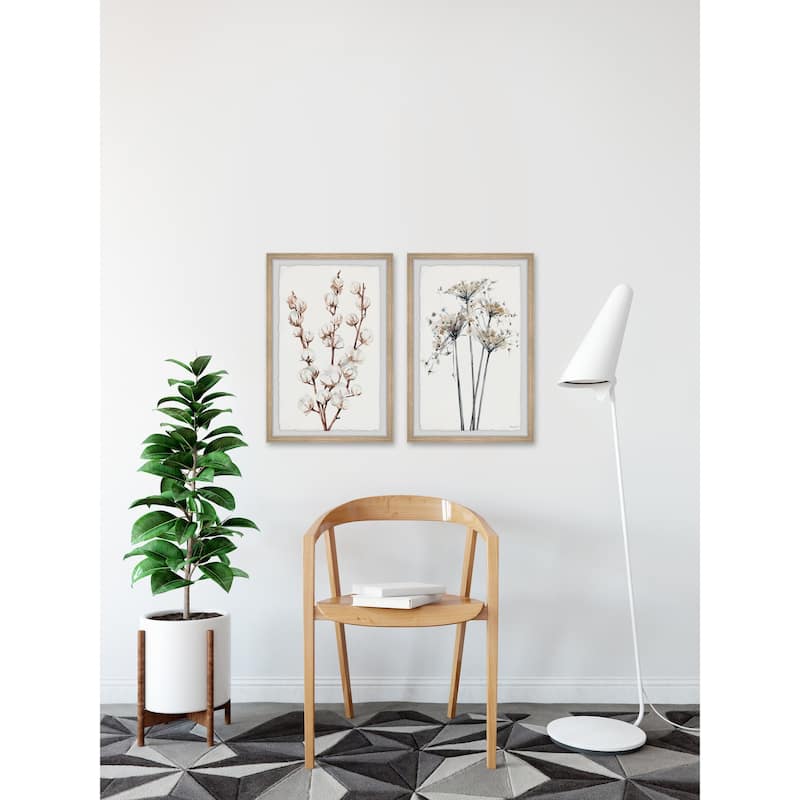 Handmade Cotton Blossoms II Diptych Framed Painting Print