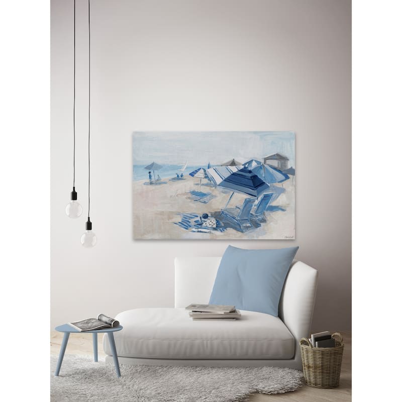 'Blue Beach Chairs' Painting Print on Wrapped Canvas