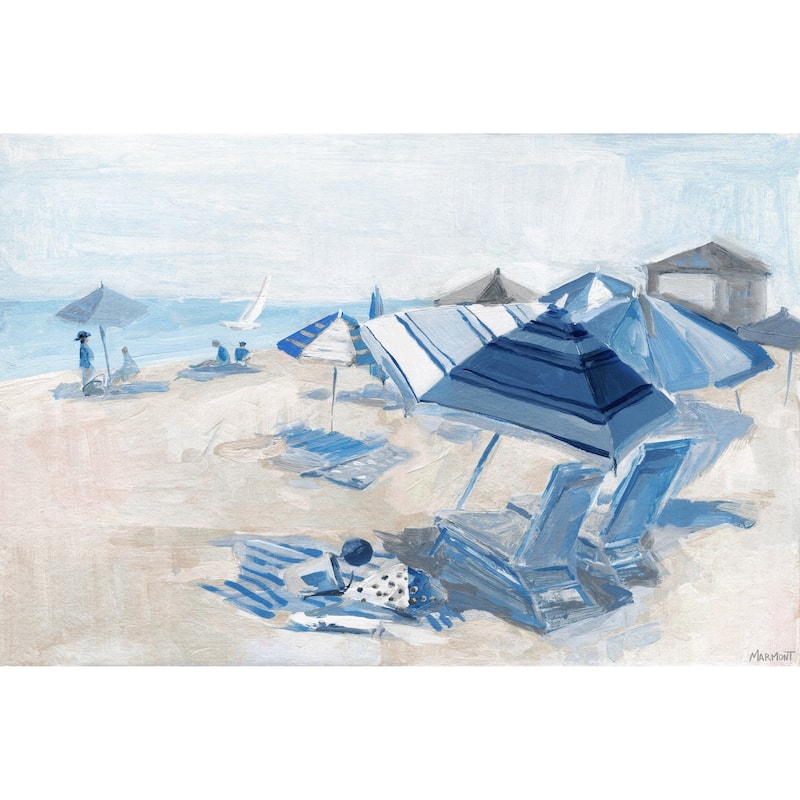 'Blue Beach Chairs' Painting Print on Wrapped Canvas