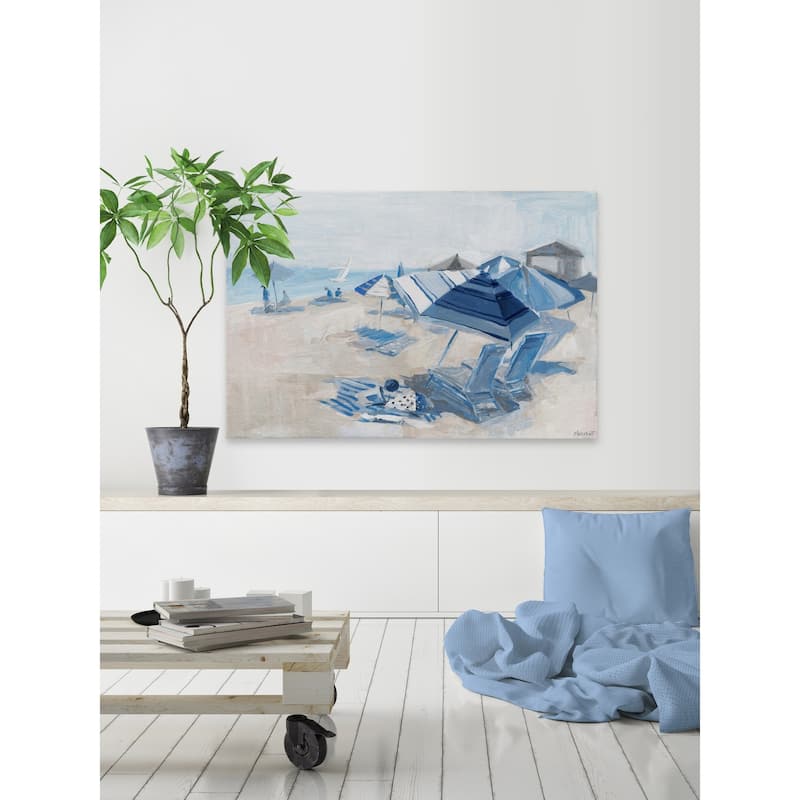 'Blue Beach Chairs' Painting Print on Wrapped Canvas