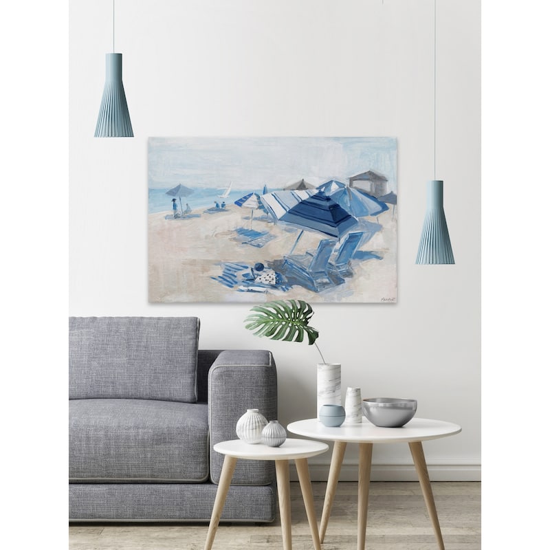 'Blue Beach Chairs' Painting Print on Wrapped Canvas