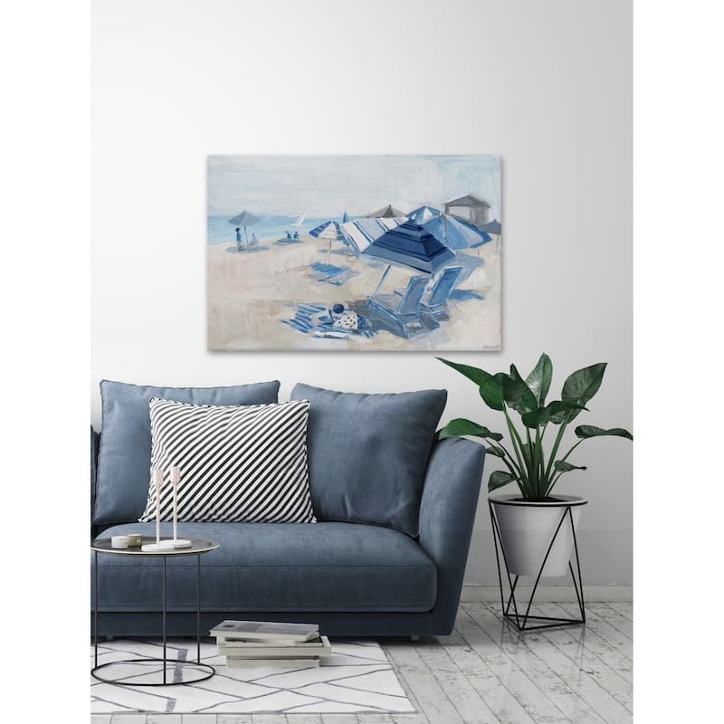'Blue Beach Chairs' Painting Print on Wrapped Canvas
