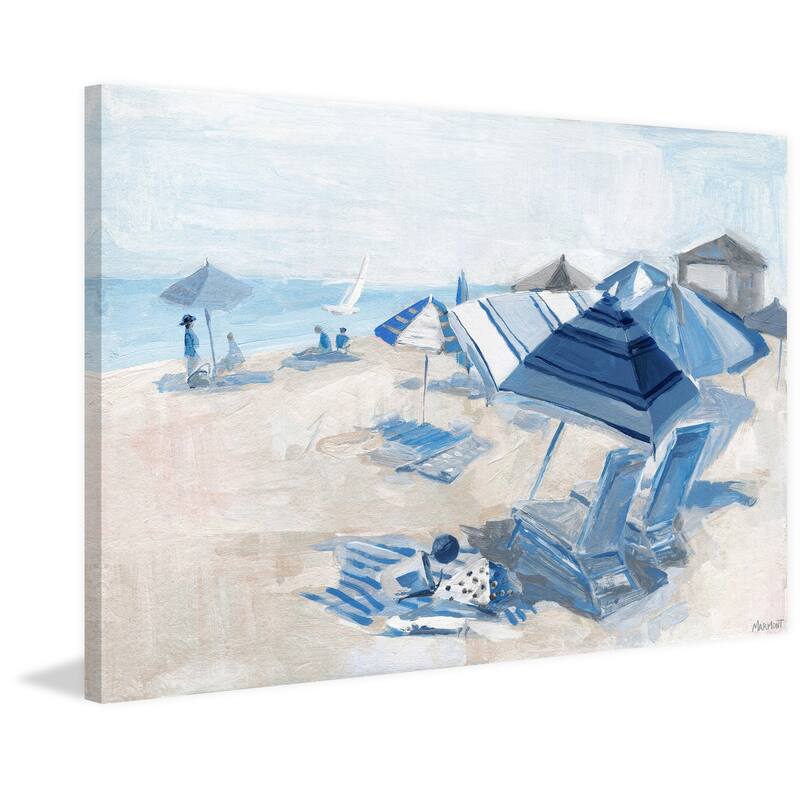 'Blue Beach Chairs' Painting Print on Wrapped Canvas