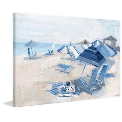 'Blue Beach Chairs' Painting Print on Wrapped Canvas