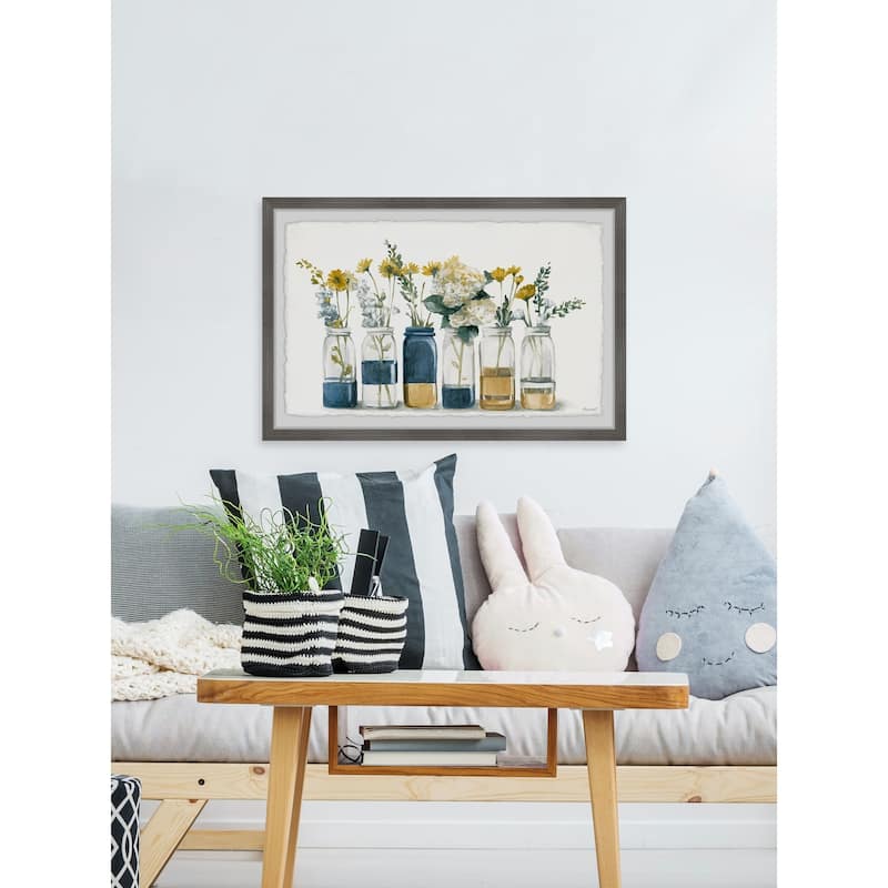 'Two Tone Bottles' Framed Painting Print