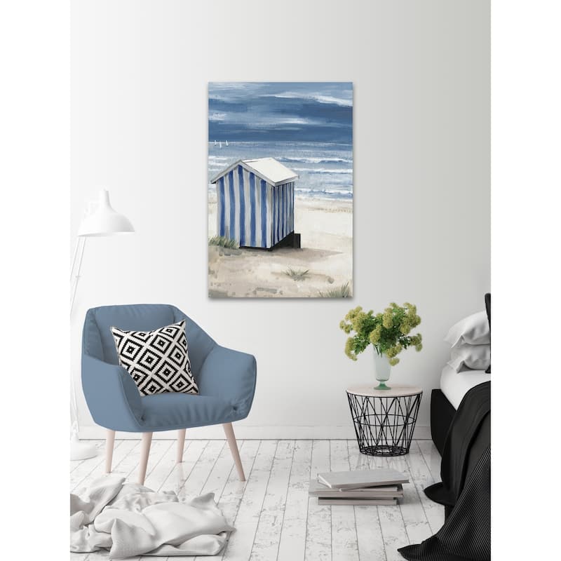 'Striped Beach Hut' Painting Print on Wrapped Canvas