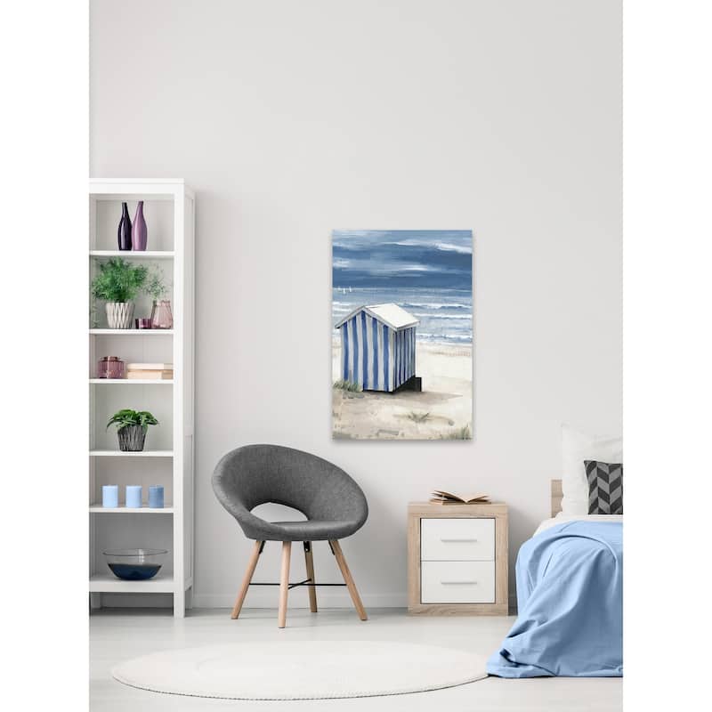 'Striped Beach Hut' Painting Print on Wrapped Canvas
