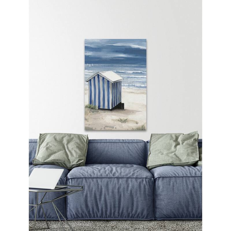 'Striped Beach Hut' Painting Print on Wrapped Canvas