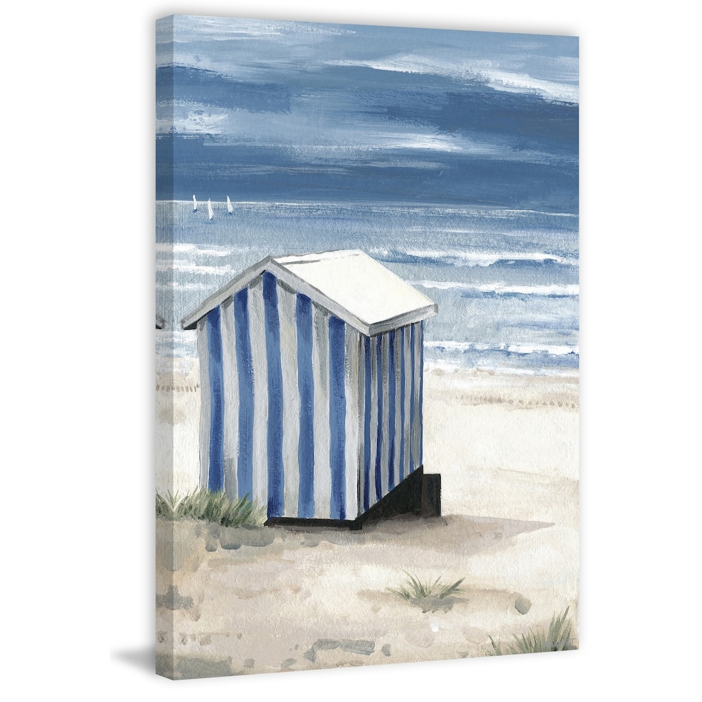 'Striped Beach Hut' Painting Print on Wrapped Canvas