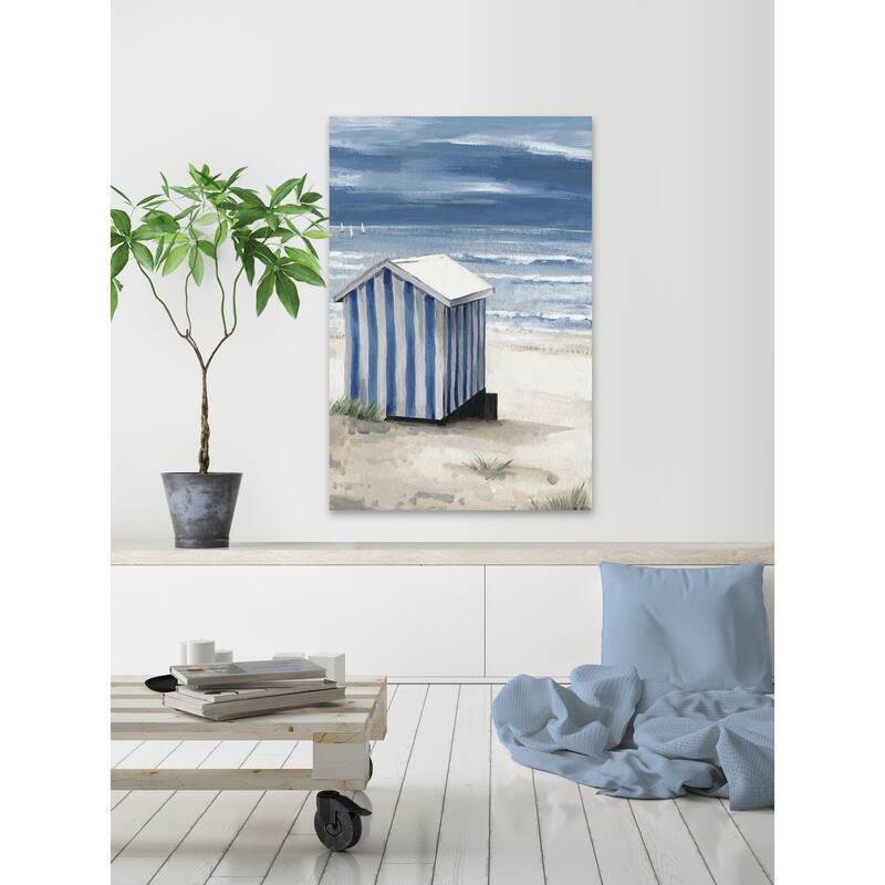 'Striped Beach Hut' Painting Print on Wrapped Canvas
