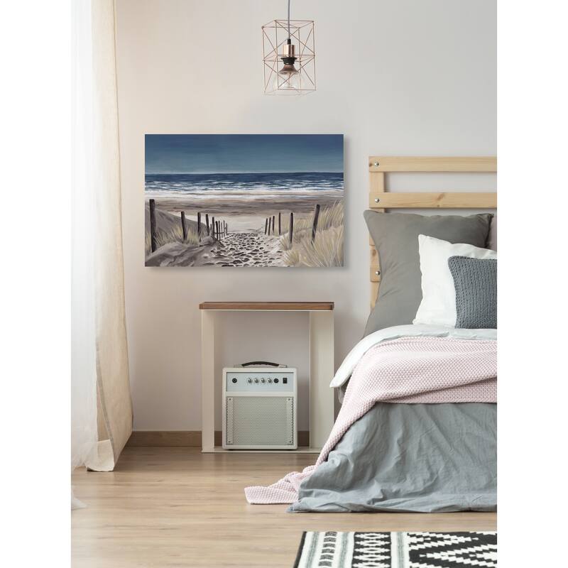 'Fenced Beach Path' Painting Print on Wrapped Canvas